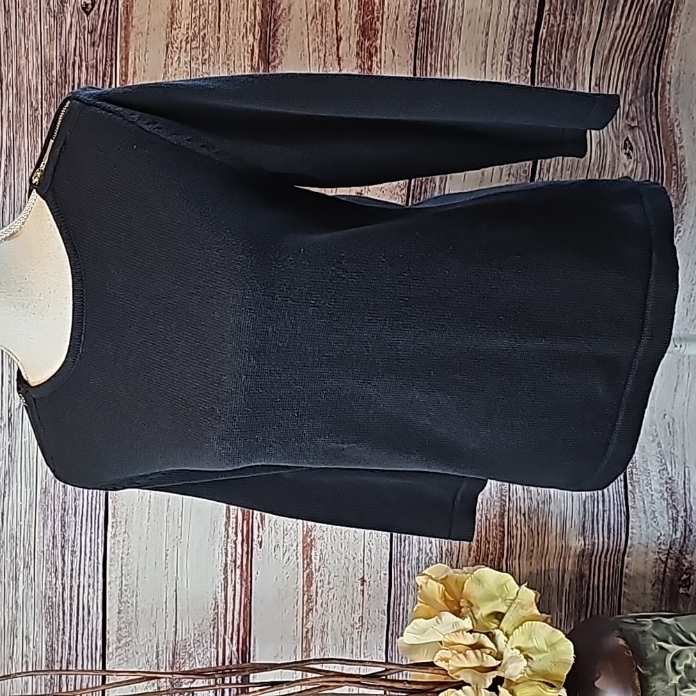 KAREN SCOTT BLACK 3/4 SLEEVE PULLOVER SWEATER